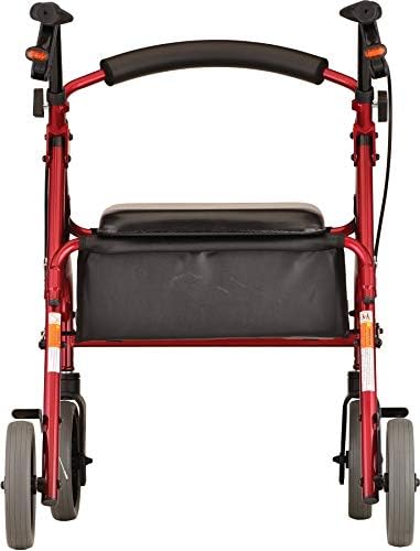 NOVA Medical Products Zoom Rollator Walker with Seat Height, 20 Inch, Red, 1 Count