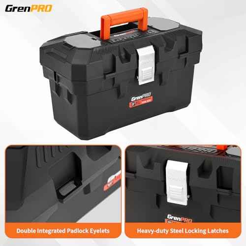 Tool Box Organizer Small 15inch, Mini Toolbox Organization with Handle, Portable Tool Box PLUS an Exclusive Side-Mounted Parts Box, Plastic Tool Storage