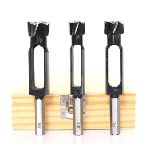 3PCS Wood Plug Cutters Set, Wood Tenon Maker Dowel Pocket Hole Plug Cutters, Woodworking Drill Bit, Suiatble for Making 3/8" 1/2" 5/8" Wood Dowel Pins- (Wood Plug Cutters)