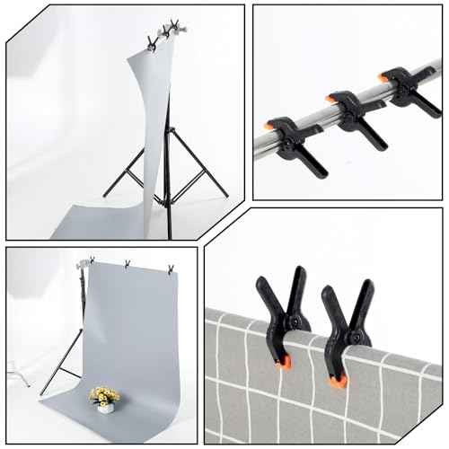 12pcs Black Plastic Spring Clamps, Anti-Slip Clips for Balloon Arch Clips for Backdrop, Heavy Duty Plastic Clamp for Backdrop Curtain and Photo Prop