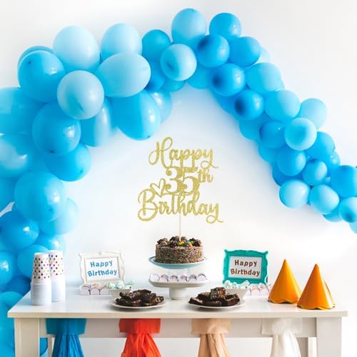 Happy 35th Birthday Cake Topper,Cheers to 35 Years,happy 35th Birthday Cake Topper,35th Anniversary Cake Topper, men and women 35 years old happy birthday Party Decoration (35th)