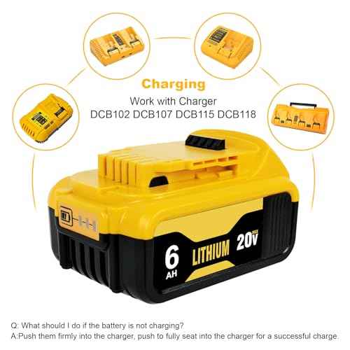 2-Packs DCB206 6.0Ah Replacement Battery for Dewalt 20V Max Battery Compatible with DCB208 DCB207 DCB206 DCB204 DCB203 DCB201 DCB200 Fit for Dewalt DCB200 DCD DCF DCG Series Cordless Power Tools