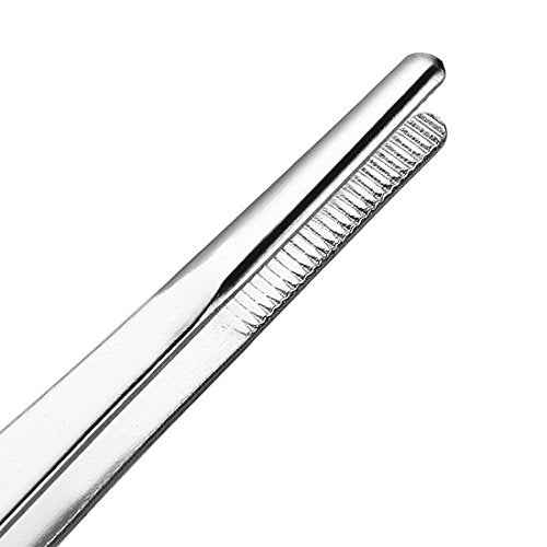 uxcell 4 Pcs 8-Inch Stainless Steel Straight Blunt Tweezers Serrated Tip Daily Garden Tool