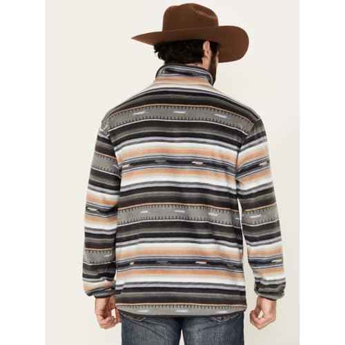 Cinch Men's Striped Print Quarter Snap Long Sleeve Pullover - MWK1514024 X- US Grey