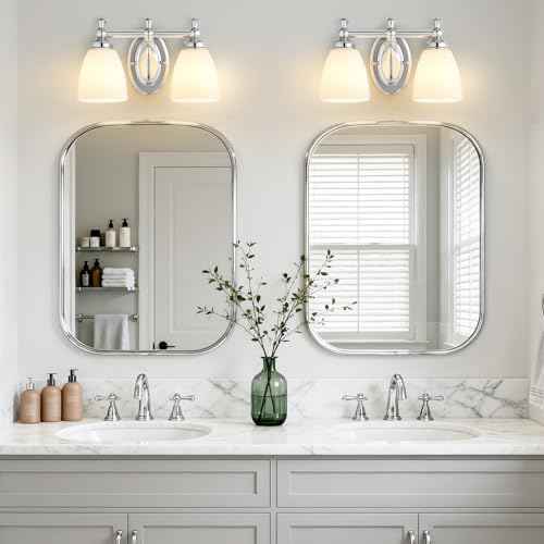 Bathroom Vanity Lights Over Mirror, 2 Light Bath Vanity Light Modern Chrome Bathroom Lighting Vanity Light Vintage Style for Living Room Cabinet Bedroom Restroom