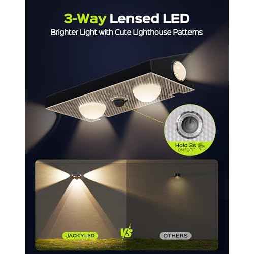 JACKYLED Solar Fence Lights 12 Pack, Outdoor Waterproof LED Light Solar Powered 10 Modes RGB Color Changing/Warm White, 3-Way Lensed Lighting for Deck Railing Backyard Wall