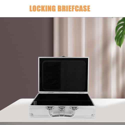 DOITOOL Metal Briefcase Hard Case 10x7x3 Inch Aluminum Briefcases for Men Toolbox Organizer Cash Case Portable Locking Storage Totes Lock Boxes for Personal Items Cash Travel
