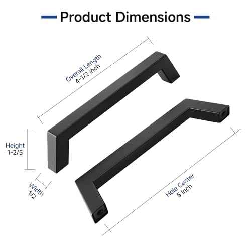Estmoon 30 Pack Cabinet Handles - Matte Black 5 Inch Cabinet Pulls Square Kitchen Cabinet Handles Stainless Steel Kitchen Pulls Hardware for Cabinets Cupboard and Dresser Drawers, 128 mm Hole Centers