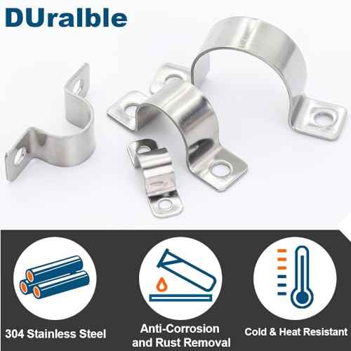 1/4 Inch Stainless Steel Conduit Clamps 2 Hole Pipe Clamps U Pipe Bracket Conduit Fixing Clips, Universal Clamp for Cylindrical Components - Fits OD 6 mm (Approx. 1/4") | 20 Pcs