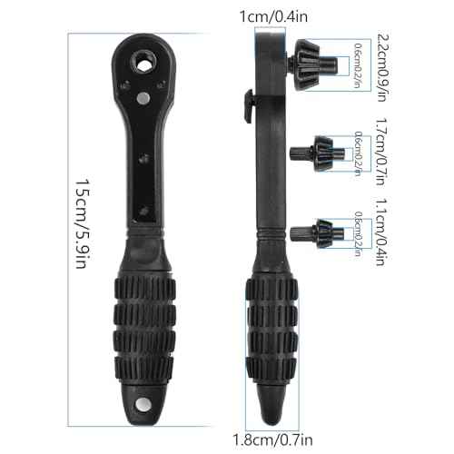 3-in-1 Ratcheting Drill Chuck Key Wrench - Universal Drill Chuck Key Set | Compatible with Electric Drills, Impact Drills & Bench Drills | Quick-Release Chuck Tool for Fast Installation & Removal