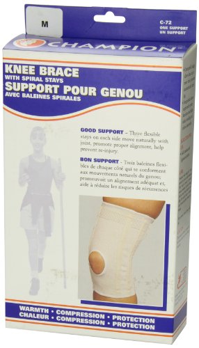 CHAMPION Knee Brace Flexible Stays Knit Elastic, White, Medium (Pack of 2)