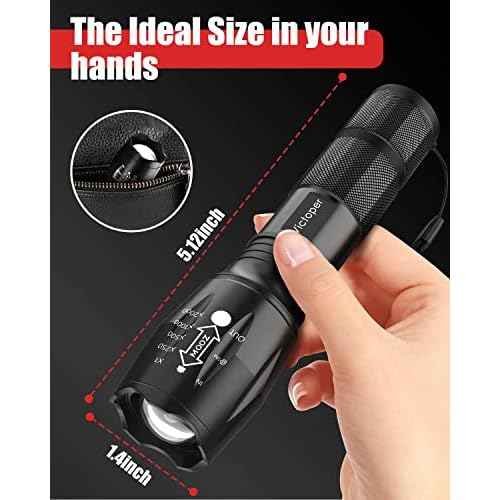 Victoper LED Flashlight 4 Pack, Bright Tactical Torch High Lumens with 5 Modes, Waterproof Zoomable Flash Light for Outdoor, Gifts for Hunting Camping Essentials Gear