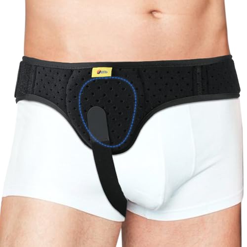 Inguinal Hernia Belt for Men & Women | Single-Side Precision Support (Left/Right) | Medical-Grade Post-Surgery Truss with Adjustable Waist Strap | Black, S (24"-29.5" Hip)