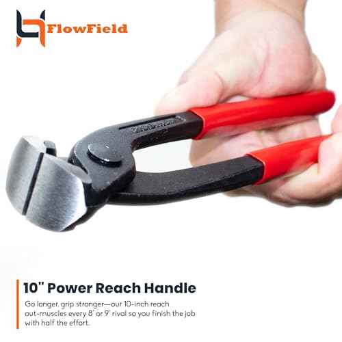 10 Inch Ear Clamp, Nail Puller, End Cutting, Carpenter Pincer, PEX-B Clamp Pliers, High Leverage Chrome-Vanadium