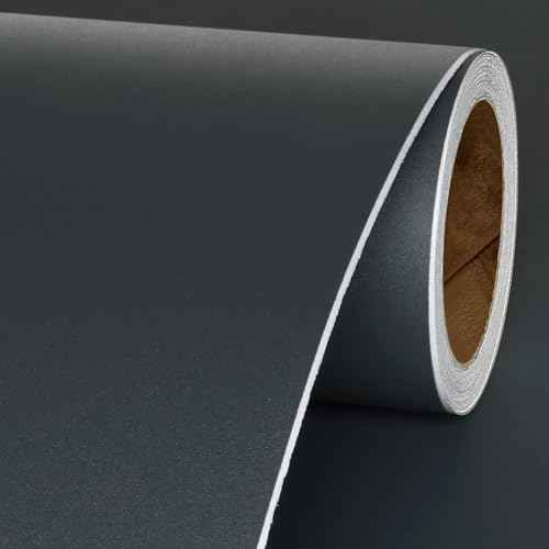 Livelynine Dark Grey Peel and Stick Wallpaper for Bathroom Renter Friendly Cabinet Vinyl Wrap for Kitchen Countertop Covers Waterproof Gray Contact Paper for Cabinets Desk Wallpaper 15.8x78.8 Inch