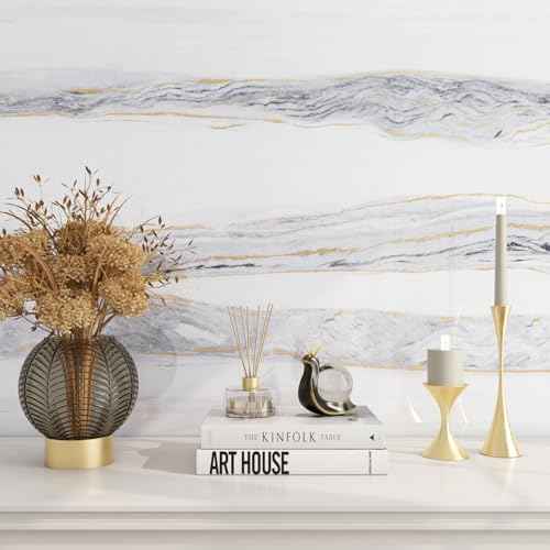 FunStick Gold White Marble Countertop Contact Paper Waterproof Marble Contact Paper for Countertops Cabinets Removable Marble Wallpaper Peel and Stick Countertops for Kitchen Bathroom Table 15.8"x80"