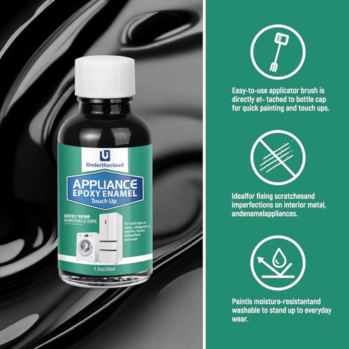 Appliance Touch Up Paint Black Appliance Paint Enamel High-Gloss Black Touch Up Paint Pen Scratch Repair for Appliances Refrigerators Metal Surfaces Dishwasher Dryer Microwave Washers 1.5oz