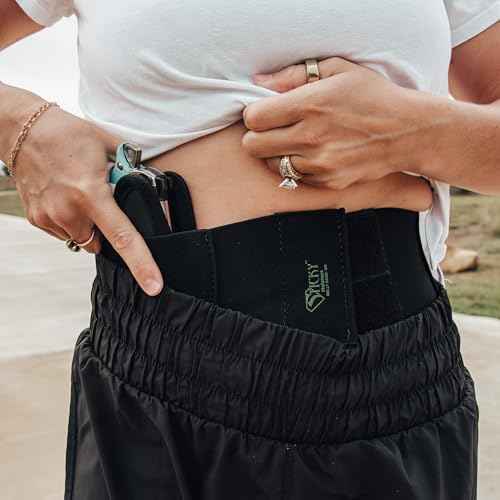 Sticky Holsters Gun Belly Band Holster for Men & Women ? Concealed Carry Holster Waistband for Pistols ? Soft, Comfortable Elastic with Hook and Loop Closure ? Non-Slip Design, Large, Black