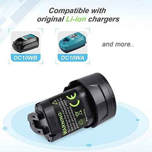2 Pack 10,8V 4.0Ah Li-Ion Replacement Battery for Makita 10.8V-12V Max Lithium ion Battery BL1013 BL1014 194550-6 194551-4 195332-9