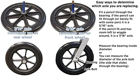 Caster Wheel, Hard Rubber Tire, 8" x 1"- 1 9/16" Hub Width; Fits Most Sunrise, Medline, Drive, Invacare, E&J, Guardian, ALCO & Other Manual Wheelchairs (Black, 5/16" Axle, Narrow Hub)One Pair