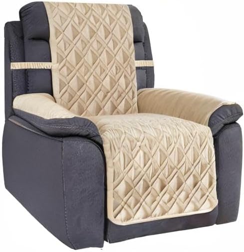 Ameritex Waterproof Nonslip Recliner Cover Stay in Place, Dog Chair Cover Furniture Protector, Ideal Recliner Slipcovers for Pets and Kids (Beige, 30'')