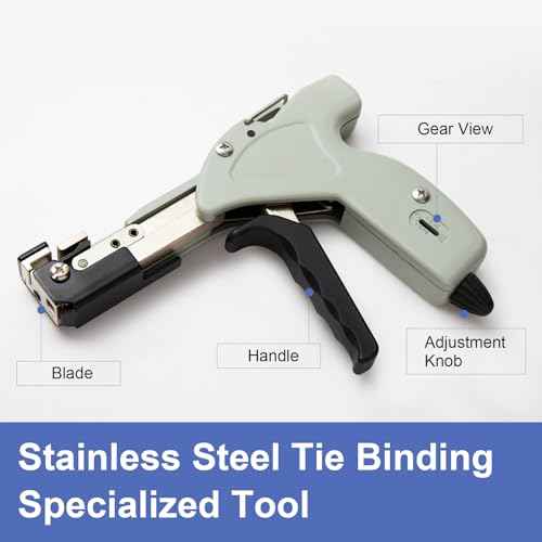 OFFO Metal Zip Tie Cutter, Adjustable Tightening Force Stainless Steel Automatic Cable Tie Cutter Tightening Tool for Stainless Steel Tie Wrap with Free Zip Tie Release Tool, One-handed Mode