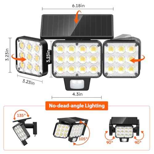 Solar Flood Light Outdoor 4 Pack, 3500LM Super Bright Motion Sensor Outdoor Lights, Solar Lights Outdoors Waterproof, Upgrade Glass Panel, 270¡Æ Wide Angle LED Security Spot Light for Outside Yard