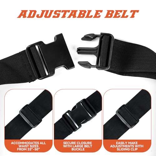 Ultra-Thick Men's Tool Belts Fits Waist 31¡±to 52¡± Adjustable Oxford Work Pouch with 15 Durable Pockets, Ideal for Repair & Electrical Work (Red, Extra Large)