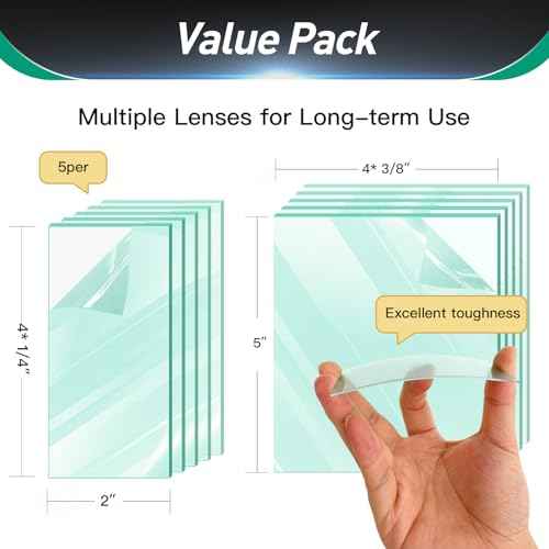 5 per pack - 770237/231921 Inside Lens Cover for Digital Performance Helmets Front Cover Lens for Digital Infinity Series Welding Helmet - High Clarity Replacement Welding Helmet Lens