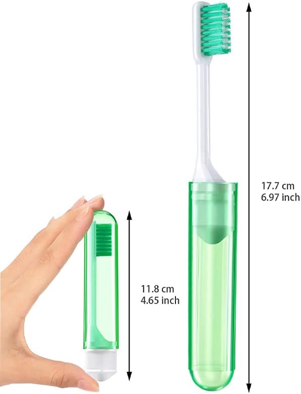 Tvoip 4 Pieces Portable Folding Toothbrush Super Soft Bristle Travelling Toothbrush Fold Travel Camping Hiking Outdoor Easy to Take Teethbrush