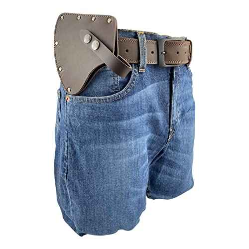 Camper Axe Head Sheath, Protector Case, Hatchet Blade Safety Sleeve, Camping Accessories, Lumberjack Outdoors Essentials, Full Grain Leather, Handmade, Bourbon Brown