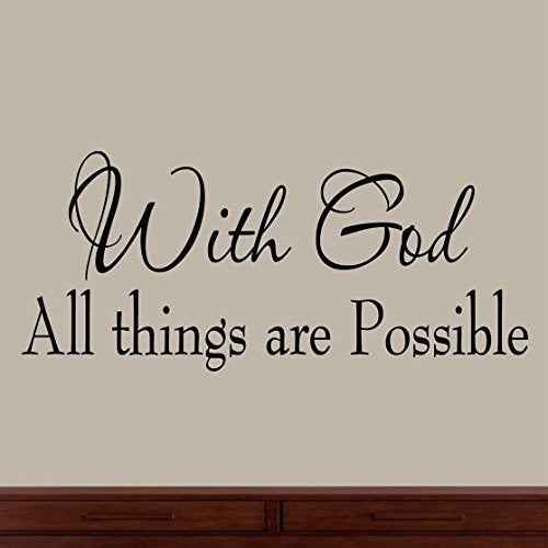 with God All Things are Possible Faith Wall Decals Religious Quotes Family Scripture Home D?cor Christian Vinyl Wall Art