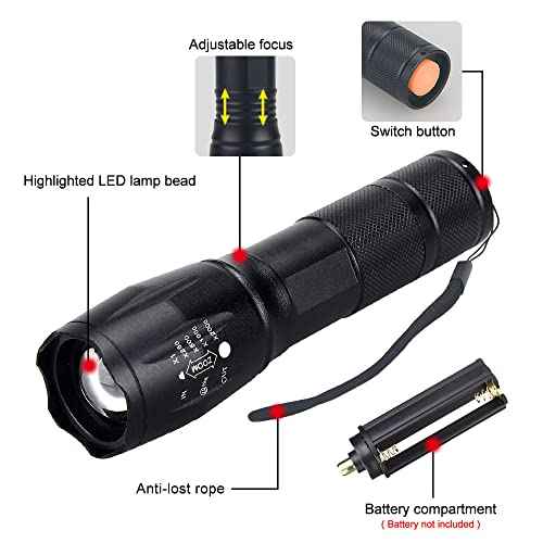 Green Red Light Hunting Flashlight Night Tactical Flashlights One Mode Handheld Flashlight Waterproof Predator Light Torch Light for Astronomy Aviation Night 2 Pcs