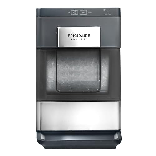Frigidaire Gallery, 33 Lbs. Countertop Ice Maker, Nugget Shaped Ice, Stainless Steel Trim (Black)