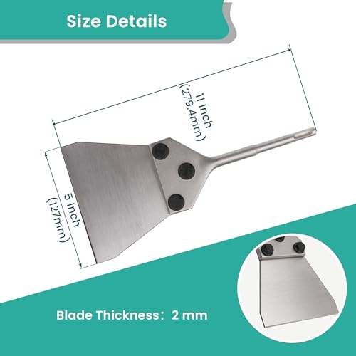 5 Inch SDS Plus Floor Scraper with Spare Bolts and Locknuts, Easily Removes Tile, Plaster, Hardwood Floors and Works with All SDS-Plus System Rotary and Electric Hammers