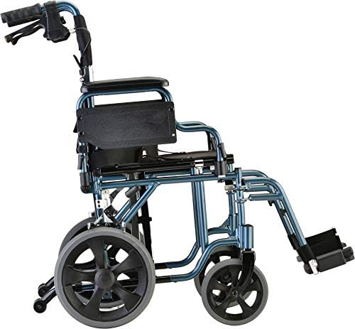 NOVA Medical Products Lightweight Transport Chair with Locking Hand Brakes, Blue