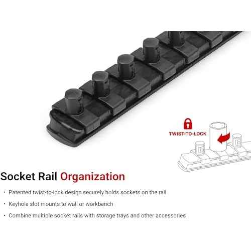 TEKTON 3/8 Inch Drive 3-Rail Socket Organizer Set, Black (45-Tool) | OST16245 | Made in USA
