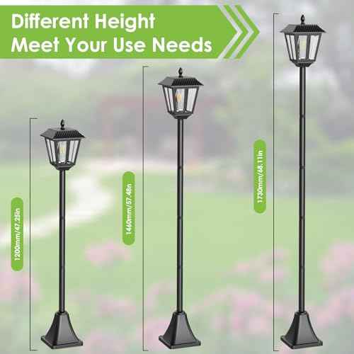 68" Solar Lamp Post Lights 2Pack, Outdoor Post Lights Waterproof, Pole Lights Outdoor, Decorative Lamp for Garden, Patio, Lawn, Pathway, Driveway, Front/Back Door, Warm White (2)