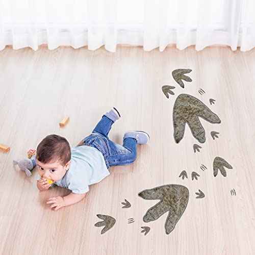 66 Pcs Dinosaur Footprints Decor Floor Decals Peel and Stick Dinosaur Track Stickers Removable Tracks Wall Decals Vinyl Footprints Wall Decal for Room Nursery Bedroom Home, 3 Sizes