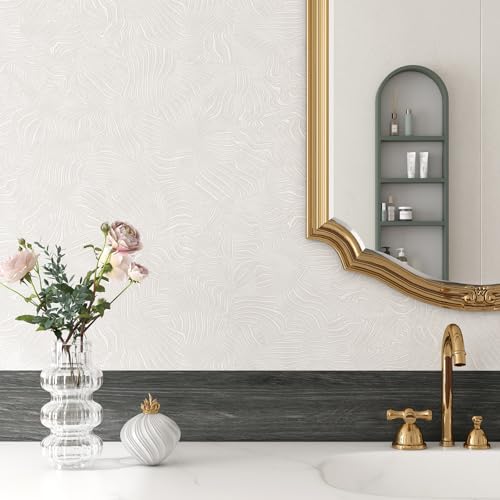 Mirror Frame Border Rustic Wood Wallpaper Border Peel and Stick Bulletin Board Borders Removable Waterproof Mirror Borders Bathroom Tile Sticker Wall Tape Trim for Kitchen Dark Grey 3"x197"