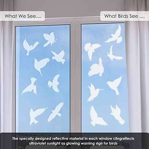 Outus 32 Pieces Window Decals for Bird Strikes Anti Collision Window Clings Decals Strike Prevention Glass Door Stickers to Save and Protect Bird Strikes on Glass (Hummingbird Style)