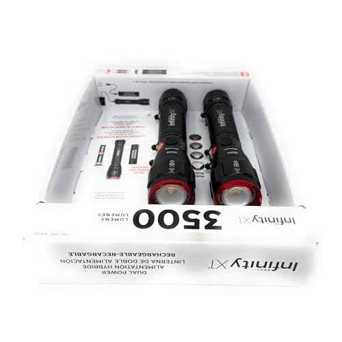 Infinity X1 3500 Lumen Dual Power Flashlight 2-Pack ? High-Performance LED, Rechargeable or Alkaline Powered, 4 Light Modes, USB-C Charging, Includes Batteries and Cables