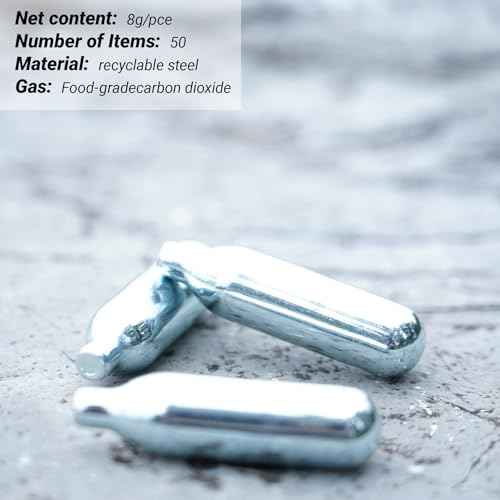 CO2 Cartridges,8g CO2 Cylinders Soda Chargers for Sparkling Water Maker, Seltzer Water Chargers, Seltzer Soda Chargers, 50pcs 8g CO2 Cylinders for Portable Carbonated Water Maker