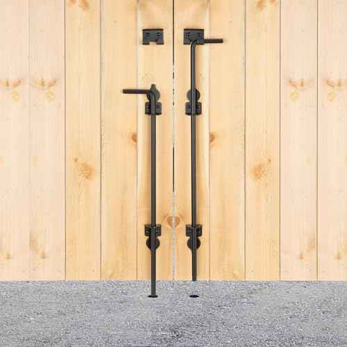 36" Cane Bolt Heavy-Duty Drop Rod for Gate, Gate Ground Latch for Wooden Fences Metal Gates Doors, Metal Gates Doors Stopper for Gate Ground, Wrought Iron Gate Latches, Black Finish(2 Pack)