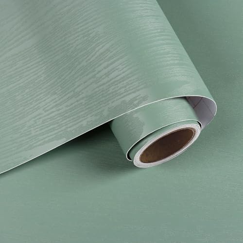 VaryPaper Rustic Green Wood Contact Paper Peel and Stick Countertops Wood Wallpaper Waterproof Wood Grain Vinyl Wrap for Cabinets Desk Table Removable Self Adhesive Wood Laminate Sheets 15.7''x78.7''