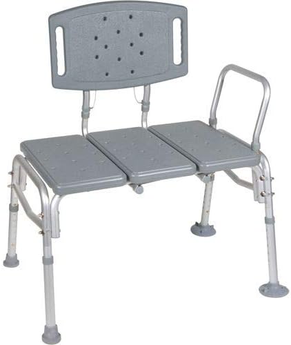 HEALTHLINE Transfer Bench Adjustable Height 500 Lbs, Heavy Duty Bariatric Tub Transfer Bench with Back, Non-Slip Seat, Bath Shower Bench Chair for Bathroom for Elderly Disabled