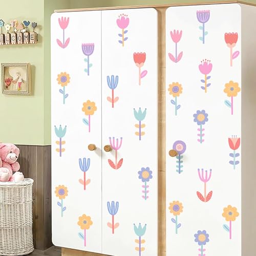 Floral Wall Stickers - Removable PVC Decals for Nursery Decor and Birthday Parties, Small Flower Art for Toddler Rooms and Home Furniture Accents