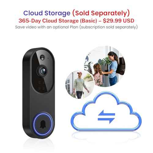 Smart Video Doorbell Camera with AI Motion Detection, Night Vision, Cloud Storage, 2 Way Audio, Battery Powered, 2.4GHz Wi-Fi Only