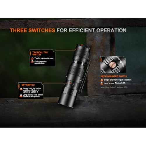 Fenix PD26R ACE 1300 Lumen Rechargeable EDC Flashlight with 3 Mode Sets USB-C Compact LED Dual Switch Waterproof for Everyday Carry Tactical Duty Camping Outdoor Use with Lumentac Organizer