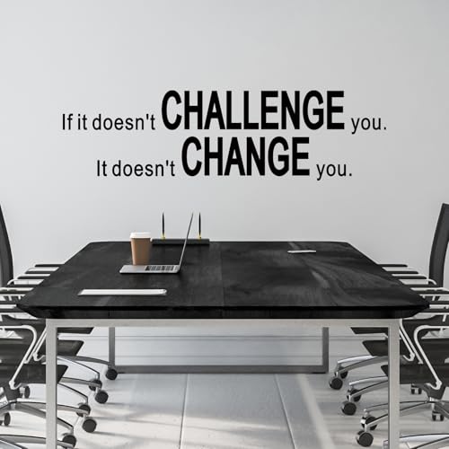 Motivational Quotes Wall Stickers for Gym: Office Inspirational Positive Vinyl Art Wall Decals for Classroom School Bedroom Living Room - If it Doesn't Challenge You 25" X 7"